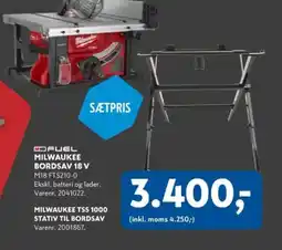 Davidsen M18 FUEL MILWAUKEE BORDSAV 18 V M18 FTS210-0 Ekskl. batteri og lader. Varenr. 2041022. tilbud