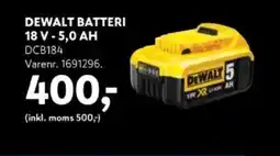Davidsen DEWALT BATTERI 18 V - 5,0 AH DCB184 tilbud