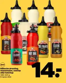Netto Bähncke dressing, mayonnaise, sennep eller ketchup tilbud