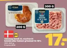 Netto Velsmag dansk XL marineret kotelet eller hakket grisekød 14-18% tilbud