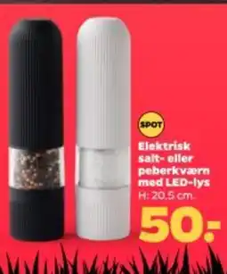 Netto Elektrisk salt- eller peberkværn med led-lys h: 20,5 cm. tilbud