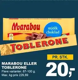 Let-Køb MARABOU ELLER TOBLERONE tilbud