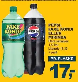 Let-Køb PEPSI, FAXE KONDI ELLER MIRINDA tilbud