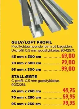 jem & fix GULV/LOFT PROFIL ELLER STÅLLÆGTE tilbud