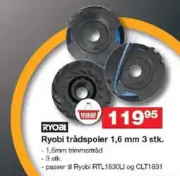 Bauhaus RYOBI Ryobi trådspoler 1,6 mm 3 stk. tilbud