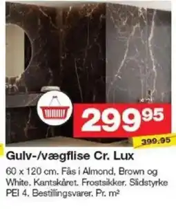 Bauhaus Gulv-/vægflise cr. lux tilbud