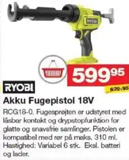 Bauhaus RYOBI Akku fugepistol 18v tilbud