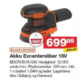 Bauhaus BLACK+DECKER Akku excentersliber 18v tilbud