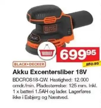 Bauhaus BLACK+DECKER Akku excentersliber 18v tilbud