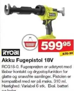 Bauhaus RYOBI Akku fugepistol 18v tilbud