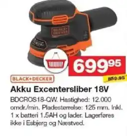 Bauhaus BLACK+DECKER Akku excentersliber 18v tilbud