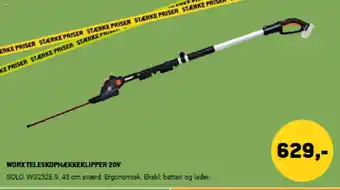 XL-BYG WORX Teleskophækkeklipper 20V tilbud