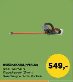 XL-BYG WORX Hækkeklipper 20V tilbud