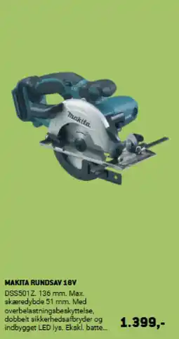 XL-BYG MAKITA Rundsav 18V tilbud