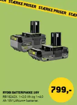 XL-BYG RYOBI Batteripakke 18V tilbud