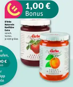 REWE DE D'ARBO Naturrein konfitüre extra tilbud