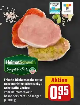 REWE DE Frische rückensteaks natur oder mariniert kentucky oder alio verde tilbud