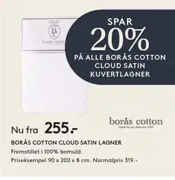 SengeSpecialisten BORÅS COTTON CLOUD SATIN LAGNER tilbud