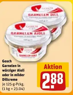 REWE DE GOSCH Garnelen in würziger Aioli oder in milder Dillcreme tilbud