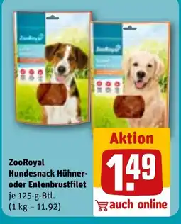 REWE DE ZooRoyal Hundesnack Hühner- oder Entenbrustfilet tilbud