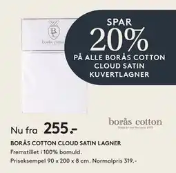 SENG BORÅS COTTON CLOUD SATIN LAGNER tilbud