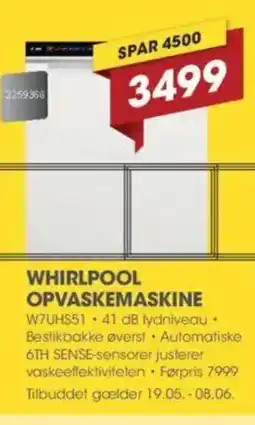 Punkt1 WHIRLPOOL OPVASKEMASKINE tilbud
