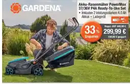 Citti Akku-Rasenmäher PowerMax 37/36V P4A Ready-To-Use Set • Inklusive 2 leistungsstarken 4.0 Ah Akkus + Ladegerät tilbud
