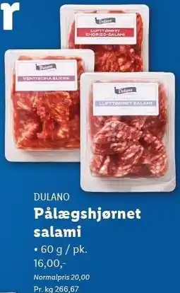 Lidl DULANO Pålægshjørnet salami tilbud