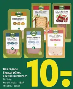 Coop 365 Den Grønne Slagter pålæg eller kalkunbacon tilbud