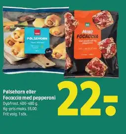 Coop 365 COOP Pølsehorn eller Focaccia med pepperoni tilbud