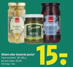 Coop 365 Oliven eller Semeria pesto tilbud