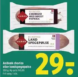 Coop 365 Aalbæk chorizo eller landspegepølse tilbud