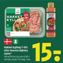 Coop 365 Hakket kylling 7-10% eller Jensens køkken sauce tilbud