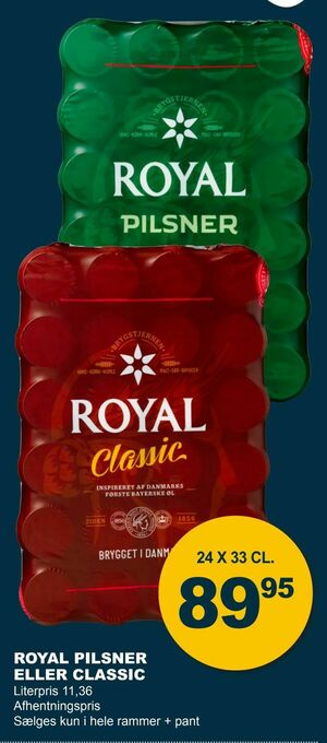 Let-Køb Royal pilsner eller classic tilbud