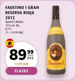 Scandinavian Park FAUSTINO I GRAN RESERVA RIOJA 2012 tilbud