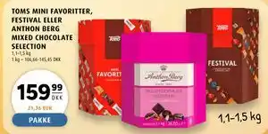 Scandinavian Park TOMS MINI FAVORITTER, FESTIVAL ELLER ANTHON BERG MIXED CHOCOLATE SELECTION tilbud