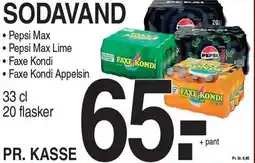 ABC Lavpris SODAVAND Pepsi Max, Pepsi Max Lime, Faxe Kondi eller Faxe Kondi Appelsin tilbud