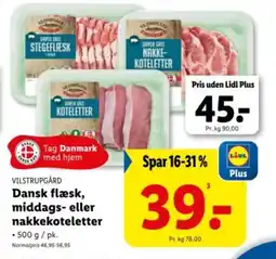 Lidl VILSTRUPGÅRD Dansk flæsk, middags- eller nakkekoteletter tilbud
