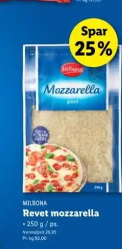 Lidl MILBONA Revet mozzarella tilbud