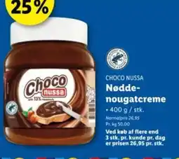 Lidl CHOCO NUSSA Nødde- nougatcreme tilbud
