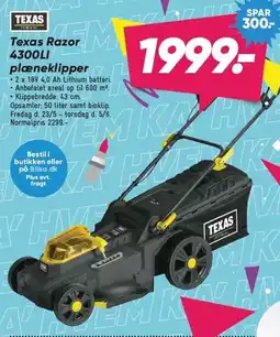 Bilka Texas Razor 4300LI plæneklipper tilbud