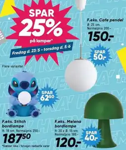 Bilka Spar 25% på lamper tilbud
