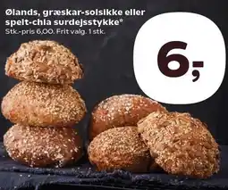 Kvickly Ølands, græskar-solsikke eller spelt-chia surdejsstykke tilbud