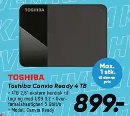 Bilka Toshiba Canvio Ready 4 TB tilbud