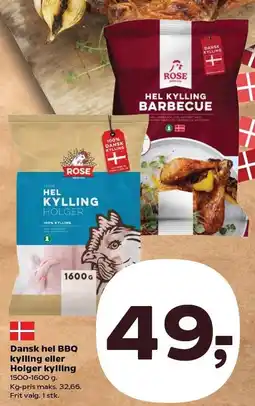 Kvickly Dansk hel BBQ kylling eller Holger kylling tilbud
