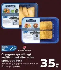 Kvickly Glyngøre sprødbagt sejfilet med eller uden spinat og feta tilbud