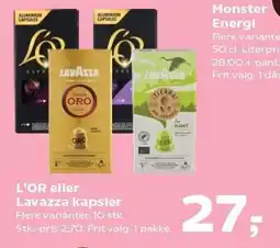 Kvickly L'OR eller Lavazza kapsler tilbud