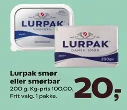 Kvickly Lurpak smør eller smørbar tilbud