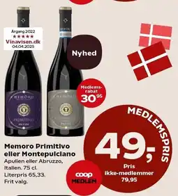 Kvickly Memoro Primitivo eller Montepuiciano tilbud
