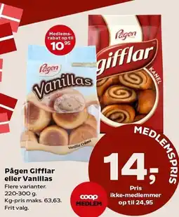 Kvickly Pågen Gifflar eller Vanillas tilbud